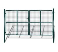 Vidaxl Double Door Fence Gate Powder-Coated Steel Fence Gates