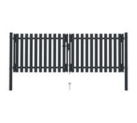vidaXL Double Door Fence Gate Steel 306x175cm Anthracite Garden Barrier Border