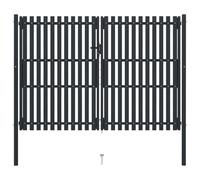vidaXL Double Door Fence Gate Steel 306x250cm Anthracite Garden Barrier Border