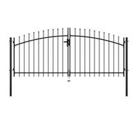 vidaXL Double Door Fence Gate with Spear Top 300x150cm Yard Walk-through Doors