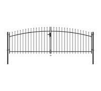 vidaXL Double Door Fence Gate with Spear Top Garden Backyard Patio Entryway
