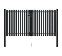 vidaXL Double-Door Steel Fence Gate 306x200cm with Anthracite Finish - High Security, Easy Assembly