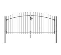 vidaXL Garden Gate with Lock Grey 100 x 300 cm Steel, Garden and Terrace, Traditional Metal Gate, Rectangular Decorative Barrier, Security Entrance, Outdoor Boundary Enclosure