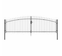 vidaXL Garden Gate with Lock Grey 125 x 400 cm Steel, Garden and Terrace, Traditional Metal Gate, Rectangular Decorative Barrier, Security Entrance, Outdoor Boundary Enclosure