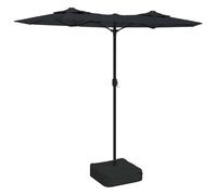 vidaXL Double-Head Garden Parasol with LEDs, Outdoor Umbrella for Balcony Terrace, Sunshade for Table, Patio Canopy, UV Protection Sun Shelter, Black