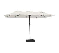 vidaXL Double-Head Garden Parasol with LEDs, Outdoor Umbrella for Balcony, Sunshade for Table, Patio Canopy, UV Protection Sun Shelter, Sand White