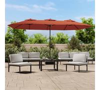 vidaXL Double-Head Garden Parasol with LEDs Terracotta 449x265 cm