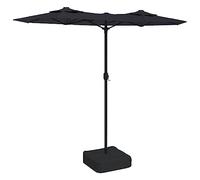 vidaXL Double-Head Parasol Garden Umbrella with LEDs Sun Shading Black