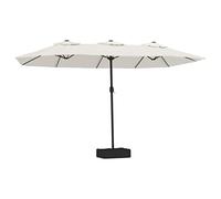 vidaXL Double-Head Garden Parasol with LEDs Sand White 449x245 cm