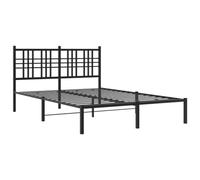 vidaXL Double Metal Bed Frame 135x190 cm - Black with Headboard for Bedroom, Powder-Coated Steel, Robust Construction, Modern Design, Under-Bed Storage