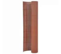 vidaXL Double-Sided Garden Fence 110x300cm - Versatile PVC Fence for Defining Garden Spaces and Providing Sun and Wind Protection - Brown