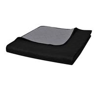 VidaXL Double-Sided Quilt Bedspread Quilted Throw Multiple Choice, Schwarz/Grau 220x240 cm, 220 x 240 cm
