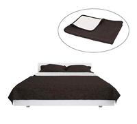 Double-sided Quilted Bedspread 230x260cm Cream and Brown Bedding Cover vidaXL