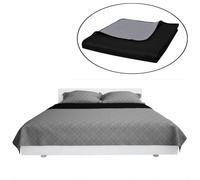 vidaXL Double-sided Quilted Bedspread Black/Grey 220x240cm Bedding Duvet Linen