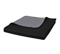 vidaXL Double-Sided Quilted Bedspread - Black/Grey, 220x240cm, Microfibre Polyester Bedding/Duvet/Linen with PP Cotton Filling