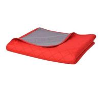 vidaXL Double-Sided Quilted Bedspread - Red/Grey, 170x210 cm - Microfibre with PP Cotton - Diamond Pattern - Machine Washable