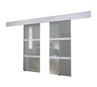 vidaXL Double Sliding Door Glass Track System Modern Space-saving Furniture