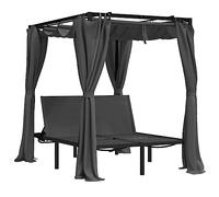 vidaXL Double Sun Lounger with Side and Top Curtains Anthracite Garden Sun Bed