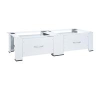 vidaXL Double Washing Machine Pedestal Stand with Drawers White Washing Machine Stand Washing Machine Shelf Washing Machine Dryer Pedestals Laundry Pedestals