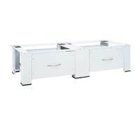 vidaXL Double Washing Machine Pedestal Stand with Drawers White Washing Machine Stand Washing Machine Shelf Washing Machine Dryer Pedestals Laundry Pedestals