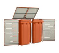 vidaXL Double Wheelie Bin Shed Stainless Steel Outdoor Garbage Waste Shed