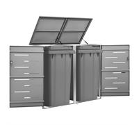 vidaXL Double Wheelie Bin Shed Stainless Steel Outdoor Garbage Waste Shed