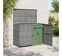 vidaXL Double Wheelie Bin Shed Poly Rattan Anthracite 148x77x111 cm