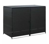 vidaXL Double Wheelie Bin Shed Poly Rattan Black 148x80x111cm Garden Hider Box