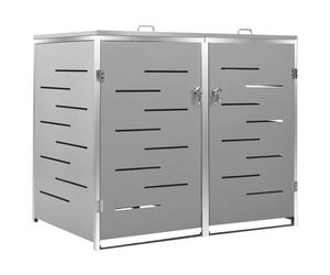 vidaXL Double Wheelie Bin Shed Stainless Steel Outdoor Garbage Waste Shed