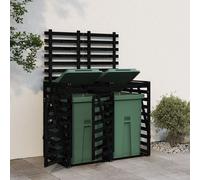 vidaXL Double Wheelie Bin Storage Black Solid Wood Pine