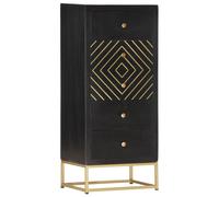 vidaXL Drawer Cabinet Black and Gold 45x30x105 cm Solid Mango Wood