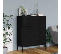 vidaXL Drawer Cabinet Black Steel Sideboard Bookcase Storage Side Cabinet