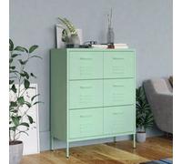 vidaXL Drawer Cabinet Mint Steel Sideboard Bookcase Storage Display Cabinet