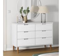 vidaXL Drawer Cabinet MOLDE White 113x40x80 cm Solid Wood Pine