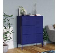 vidaXL Drawer Cabinet Navy Blue Steel Sideboard Bookcase Storage Side Cabinet