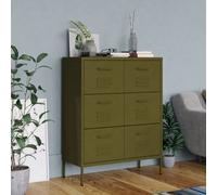 Vidaxl Drawer Cabinet Olive Green 80X35X101.5 Cm Steel