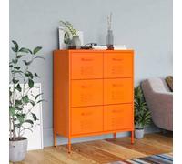vidaXL Drawer Cabinet Orange Steel Sideboard Bookcase Storage Side Cabinet