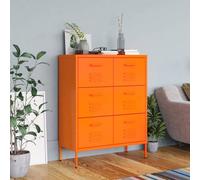 vidaXL Drawer Cabinet Orange Steel Sideboard Bookcase Storage Side Cabinet