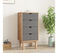vidaXL Drawer Cabinet OTTA Brown&Grey 45x39x90cm Solid Wood Pine