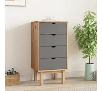 Vidaxl Drawer Cabinet Otta Brown&grey 45X39X90Cm Solid Wood Pine Drawer Cabinets