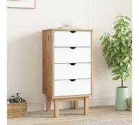 Vidaxl Drawer Cabinet Otta Brown&white 46X39.5X90Cm Solid Wood Pine, White