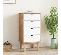 Vidaxl Drawer Cabinet Otta Brown&white 46X39.5X90Cm Solid Wood Pine, White