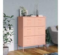 vidaXL Drawer Cabinet Pink Steel Sideboard Bookcase Storage Display Cabinet