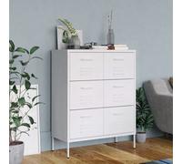 vidaXL Drawer Cabinet White Steel Sideboard Bookcase Storage Side Cabinet