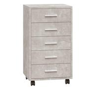 Vidaxl Drawer Cabinet With Castors Concrete Grey Engineered Wood, Grey