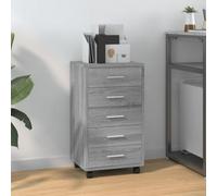 vidaXL Drawer Cabinet With Castors Grey Sonoma Engineered Wood, Grey