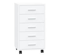 Vidaxl Drawer Cabinet With Castors High Gloss White Engineered Wood