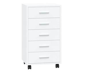 vidaXL Drawer Cabinet with Castors High Gloss White Engineered Wood