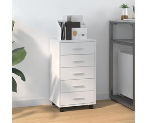 vidaXL Drawer Cabinet with Castors High Gloss White Engineered Wood