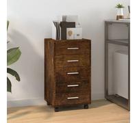 (Smoked oak) Office Unit Document Storage Organiser with Castors 5 Drawers Multi Colours
